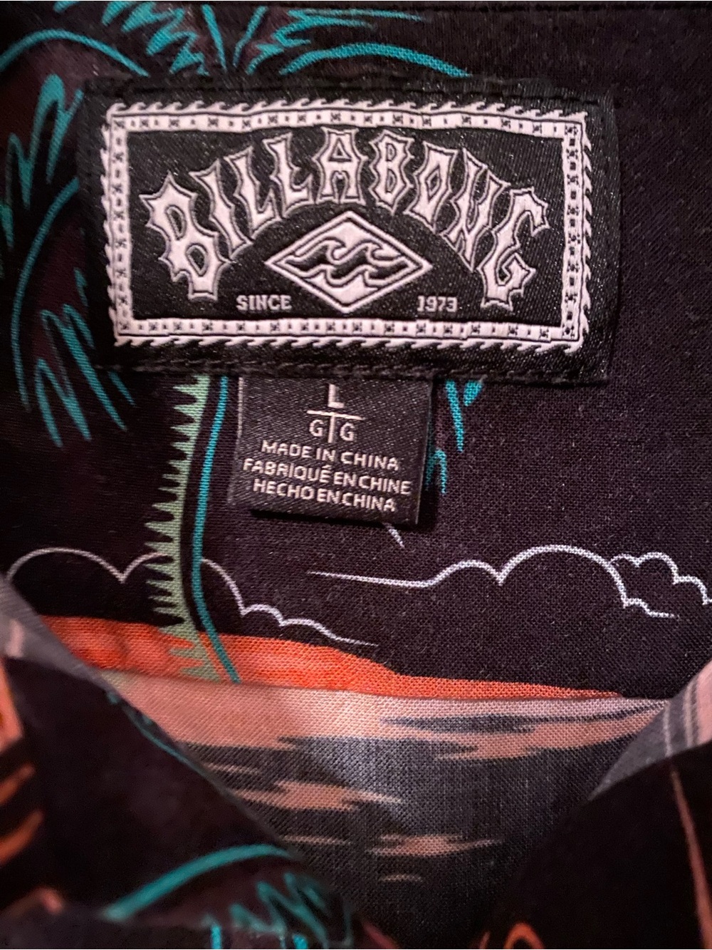 Billabong Black Tropical Flamingo Print Button-Up - Picture 2 of 3
